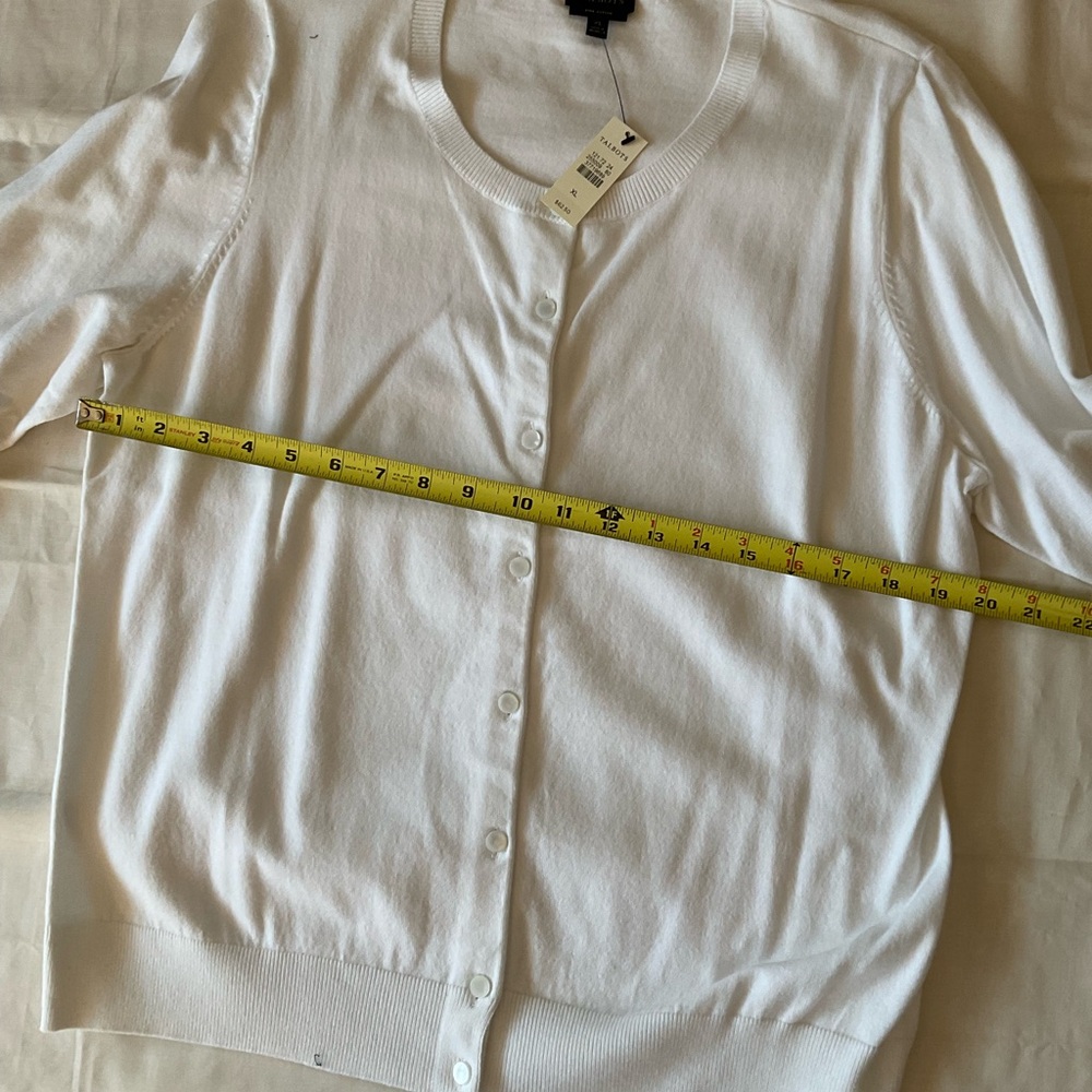 Talbots Classic White Button Front Cardigan NWT 3/4 Sleeve - Picture 4 of 5